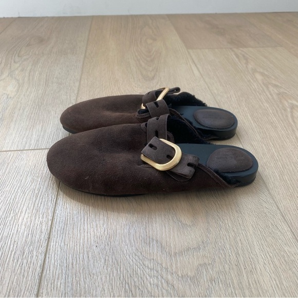 Rag and Bone Ansley Sherling Slide- Dark Truffle Suede - Picture 7 of 9